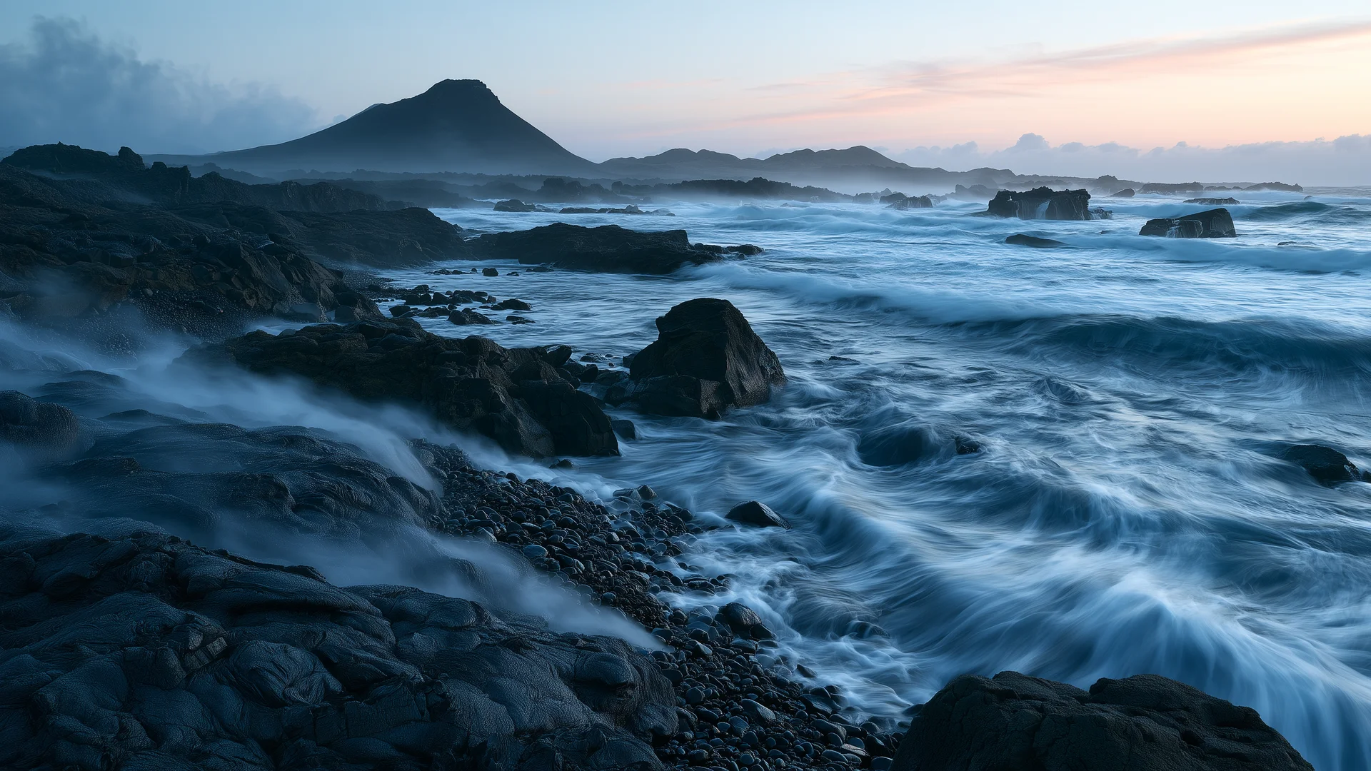 Obsidian beach dusk